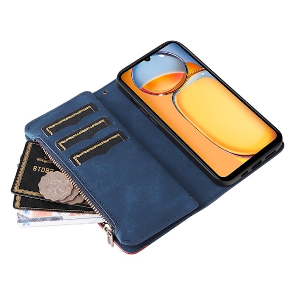 KT Wallet Case til Xiaomi Redmi 13C - Blå - Rød Blue