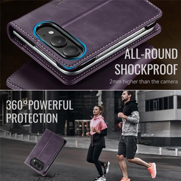 CASEME Telefonplånboksfodral med kalvskinnstextur till iPhone Duo Lila