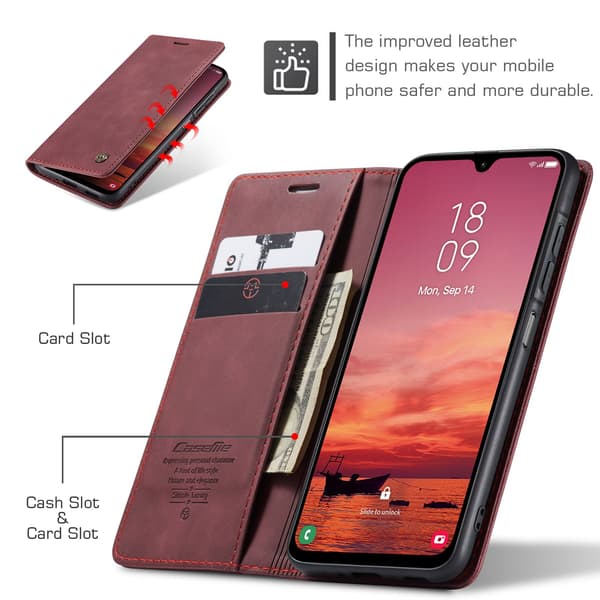 Till Samsung Galaxy A37 5G CASEME Plånboksfodral röd
