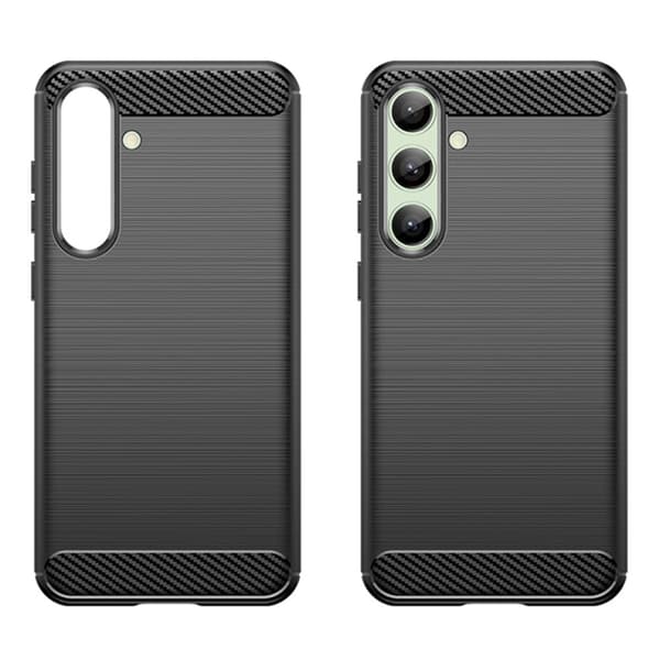 Mobildeksel for Samsung Galaxy S24 FE, TPU med karbonfibertekstur Black