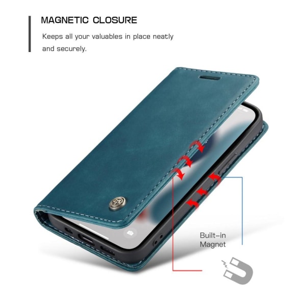 CASEME Retro Wallet Case for iPhone 13 Pro - Blue Blue