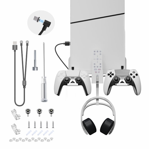 PlayStation PS5 Slim Veggfestebrakett Kontrollerlader Transparent