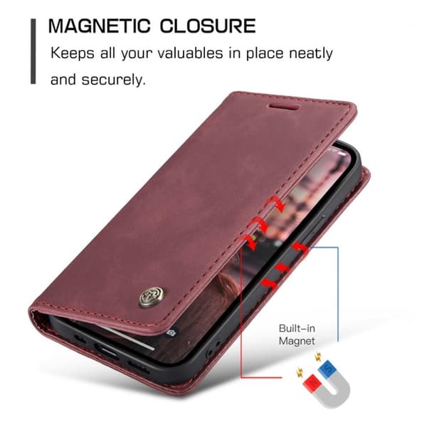 CASEME Retro tegnebog taske til iPhone 14 Plus - Rød Red