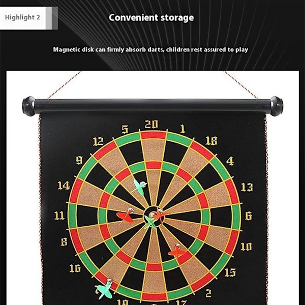 Dubbelsidig magnetisk darttavla dart inomhus/utomhus 17-tum magnetduk + 6 pilar Grön