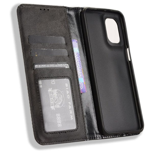 For Motorola Moto G55 Veske Retro Wallet Flip Telefondeksel - Svart Black