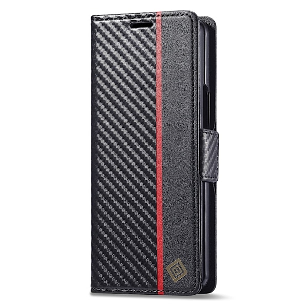 LC.IMEEKE Etui for Samsung Galaxy Z Fold6 5G med karbonfibertekstur og magnetisk lukking Black