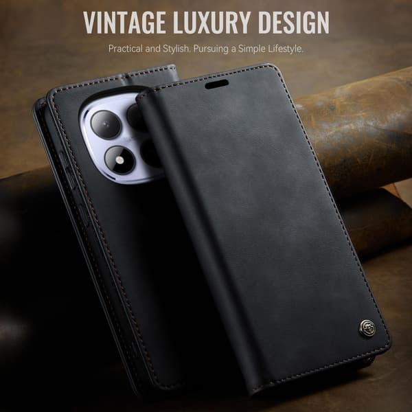 CASEME Retro Etui med Pung til Xiaomi Redmi Note 15 Pro Black