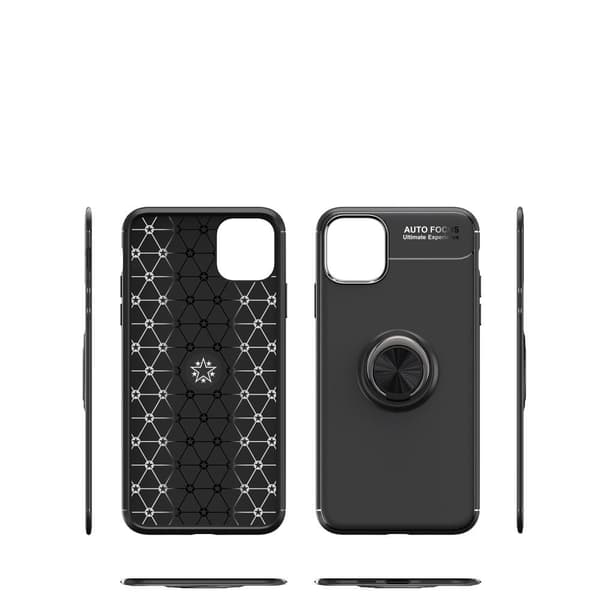 iPhone 11 Finger Ring Stativ (Innebygd metallplate) Etui Black