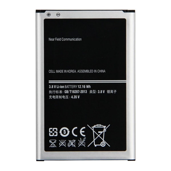 Akku Samsung Galaxy Note 3 N9005 3.8V 3200mAh Li-ionipolymeeriin Black