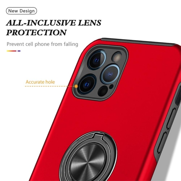 iPhone 14 Pro Finger Ring Kickstand Hybrid Case - Red Red