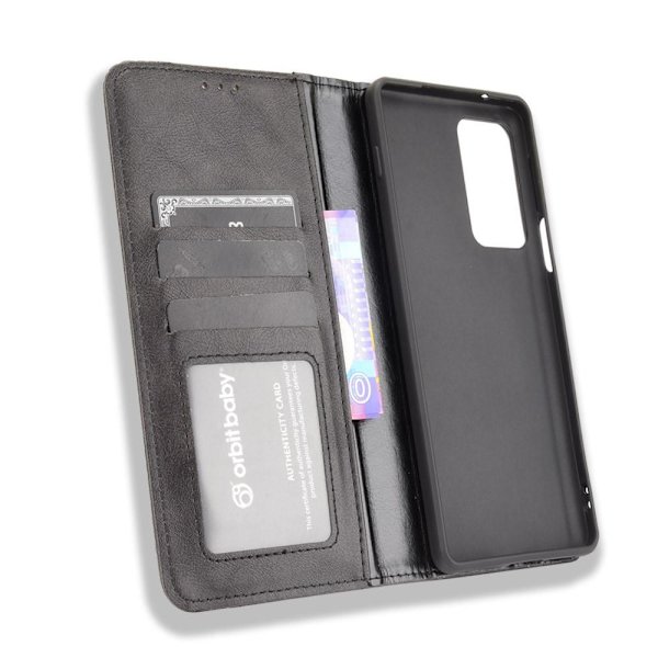 Wallet Stand Flip -puhelinkotelo Motorola Edge 20 Prolle - musta Black