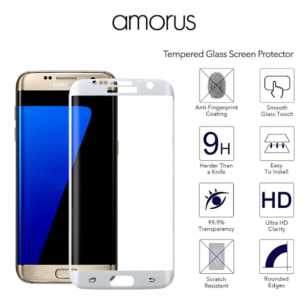 AMORUS Samsung Galaxy S7 Edge Härdat glas - Vit Transparent