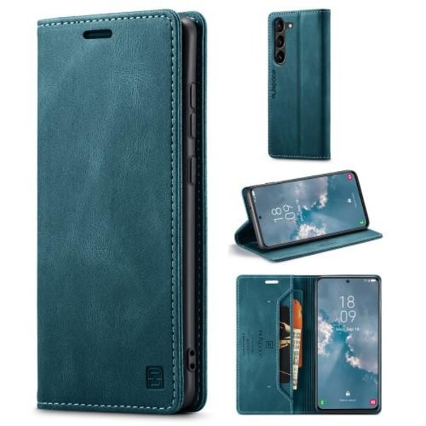 AUTSPACE A01 Retro tegnebog taske til Samsung Galaxy S23+ (Plus) Blue
