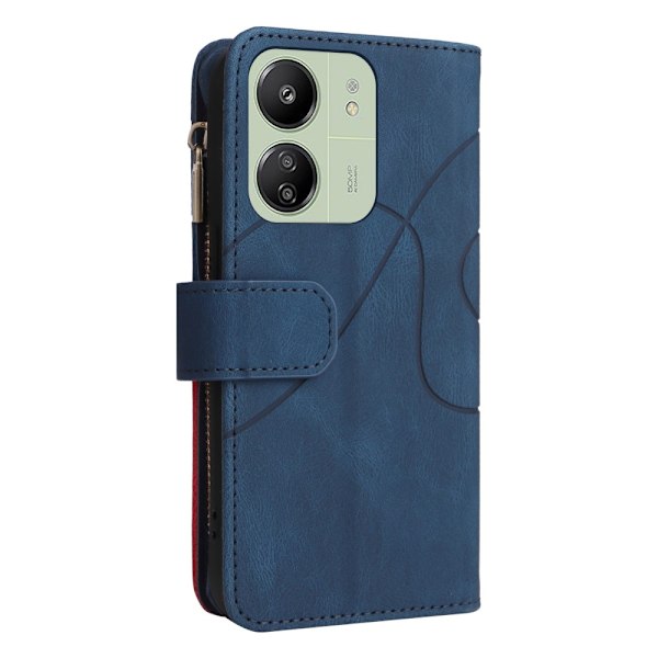 KT lompakkokotelo Xiaomi Redmi 13C:lle - Vihreä-punainen Blue