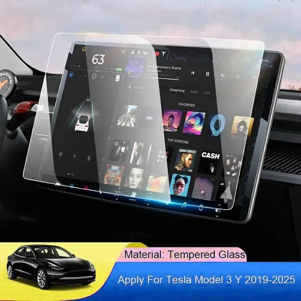 Skärmskydd i härdat glas för Tesla Model 3 / Y (2019-2025) Transparent