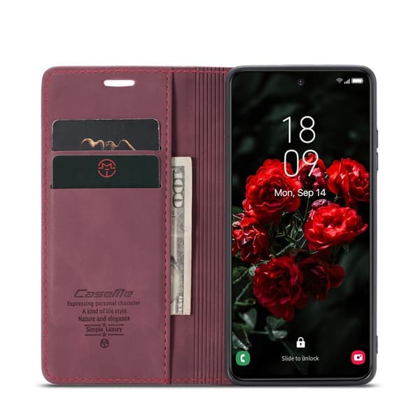 CASEME Retro Lommebokveske for Samsung Galaxy S24 FE Red