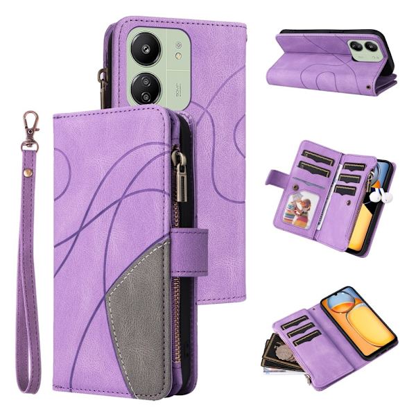 KT Wallet Case til Xiaomi Redmi 13C - Lilla - sort Purple