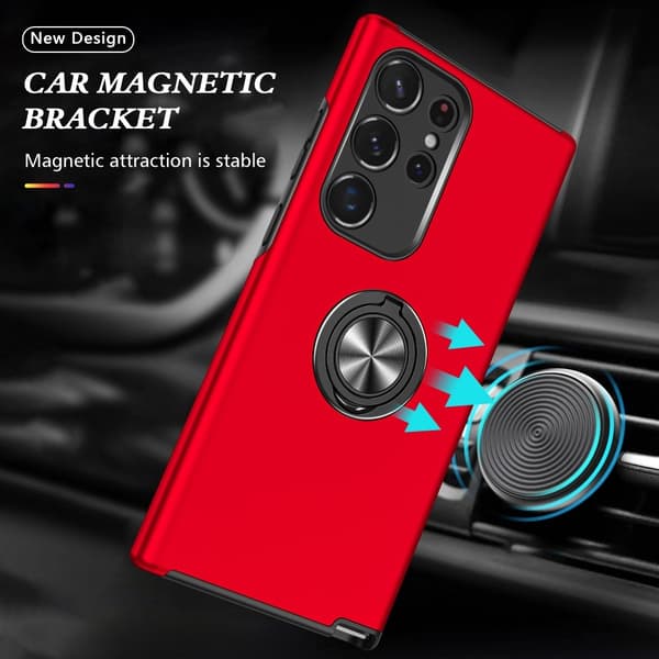 Samsung Galaxy S24 Ultra Finger Ring Stativ Hybrid Deksel Red