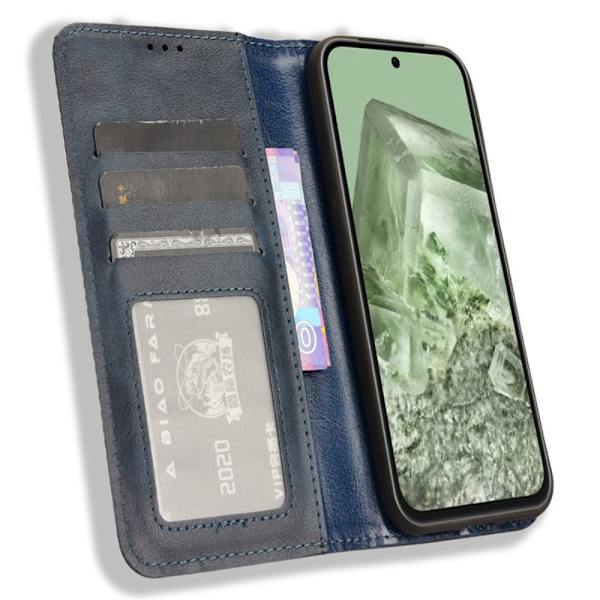 Til Google Pixel 8a Stand Phone Case Fuld Protection Pung Cover Blue
