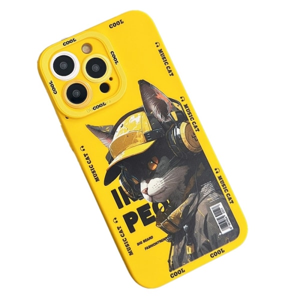 TPU telefonfodral Skal för iPhone 15 Fodral Katt - Gul Yellow