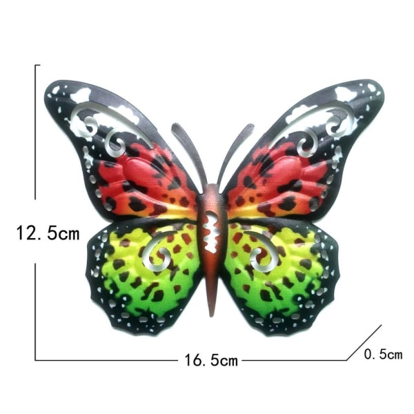 Art 3D Butterfly Seinään ripustettava sisustus Puutarhapihan kotikoriste - punainen- Red