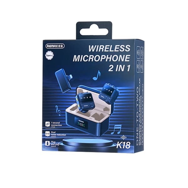 Trådløs lavaliermikrofon Digitalt display En-til-to-mikrofoner - USB-C Black
