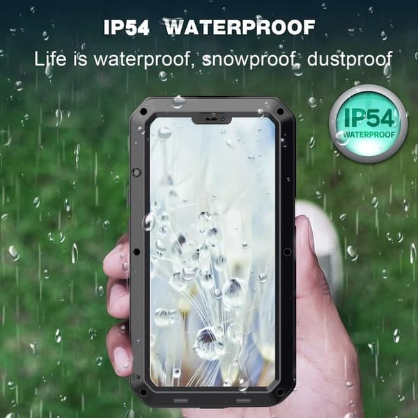 iPhone 13 Heavy Duty Sturdy Hybrid Case with Built - in Tempered Glass Black