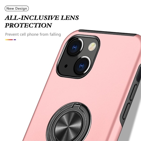iPhone 14 Plus Finger Ring Kickstand Hybrid Case - Rosa Pink