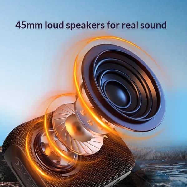 AZEADA 5W Bluetooth-kaiutin, vedenpitävä ulkokaiutin, subwoofer ja hihna Black