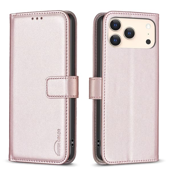 BINFEN COLOR Telefonlommebokdeksel til iPhone 18 Pro / 17 Pro Pink