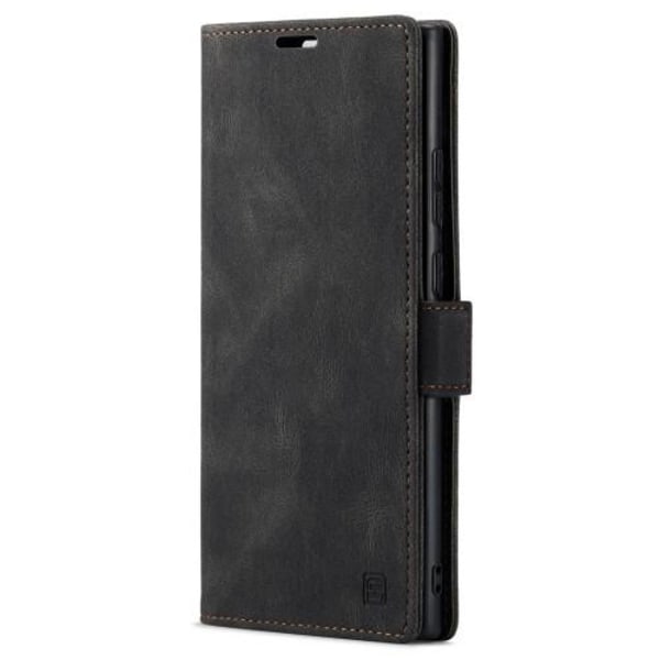 AUTSPACE A01 Retro tegnebog taske til Samsung Galaxy S23 Ultra - Sort Black