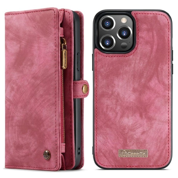 CASEME iPhone 13 Pro 2-in-1 Wallet -puhelimen kuori - punainen Red