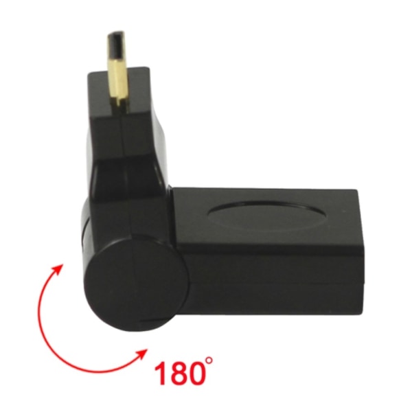 Micro HDMI HDMI 90 180 graders drejelig retvinklet adapter Black