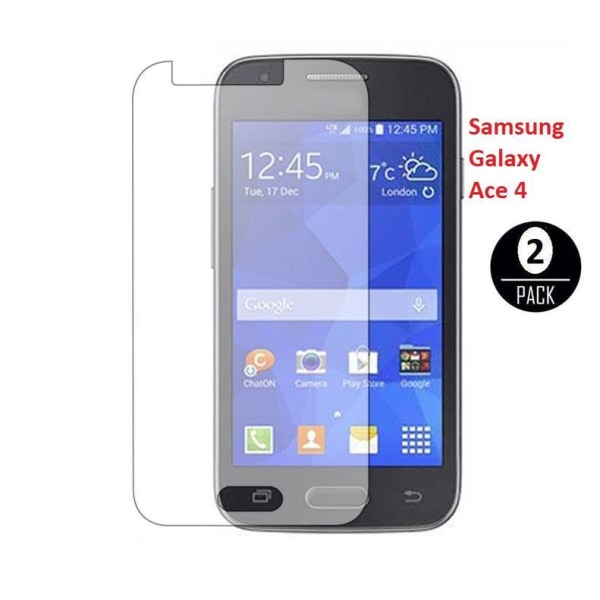 2 näytönsuojaa Samsung Galaxy Ace 4 + Puhdistusliina Transparent