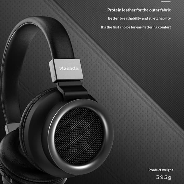 AZEADA Trådløse Hovedtelefoner Over-Ear Bluetooth Kompatibel 5.0 HiFi Headset - Sort Black