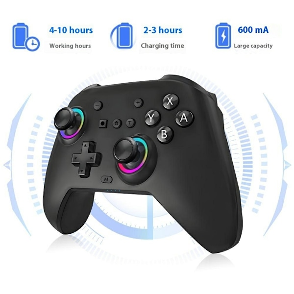 Kompatibel med Nintendo Switch Pro Trådlös Spelkontroll Bluetooth Gamepad Handkontroll Svart