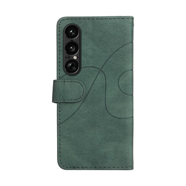 Til Sony Xperia 1 VII KT-serie-1 dobbeltfarve tegnebog Green