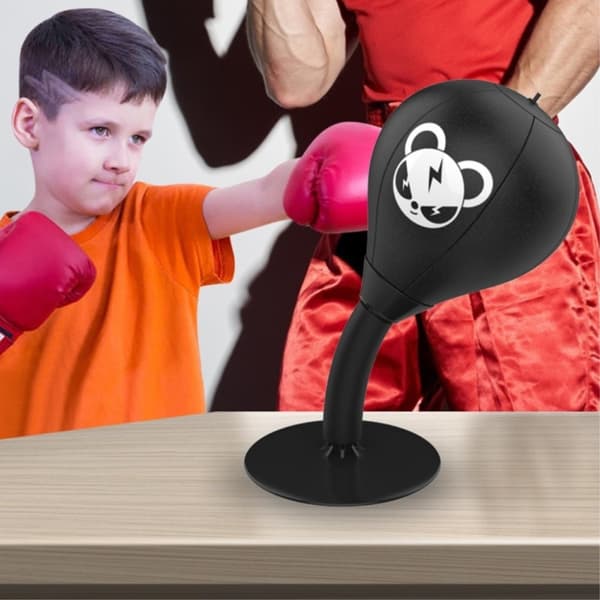 Boxningssäck boxboll med sugkopp med uppblåsare och handskar Svart