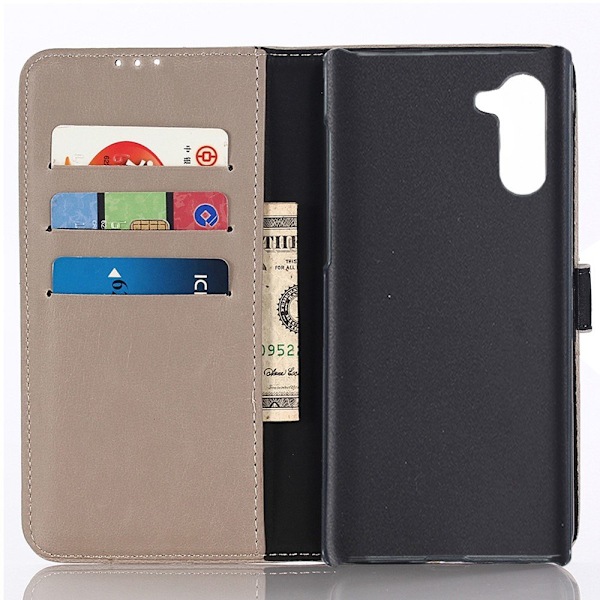 Crazy Horse Wallet Case for Samsung Galaxy Note 10 - Beige Beige