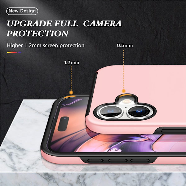 For iPhone 17 Hybrid-deksel med Fingerring Pink