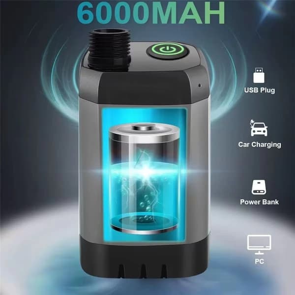 6000mAh elektrisk dusj IPX7 vanntett 4 moduser camping bærbar dusjpumpe camping Grey