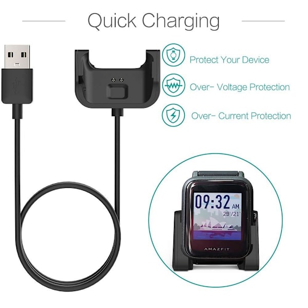 Amazfit Bip Lite A1915/Bip A1608 USB - ladekabel Black