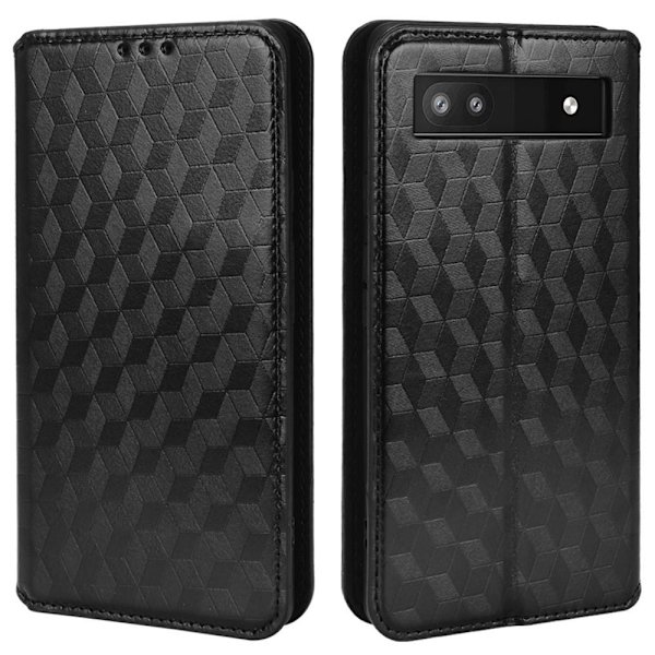 Rhombus tegnebog taske til Google Pixel 6a - Sort Black