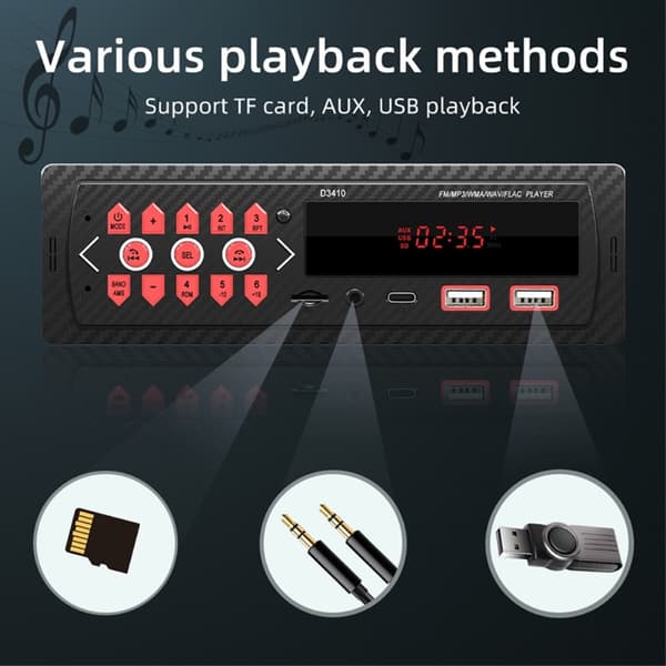 Bil Bluetooth MP3 - afspiller Bilstereo TF - kort U - Disk FM - radio Black