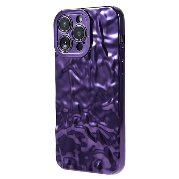TPU-etui for iPhone 15 Pro med elektroplettering, rynket og ujevn overflate Purple