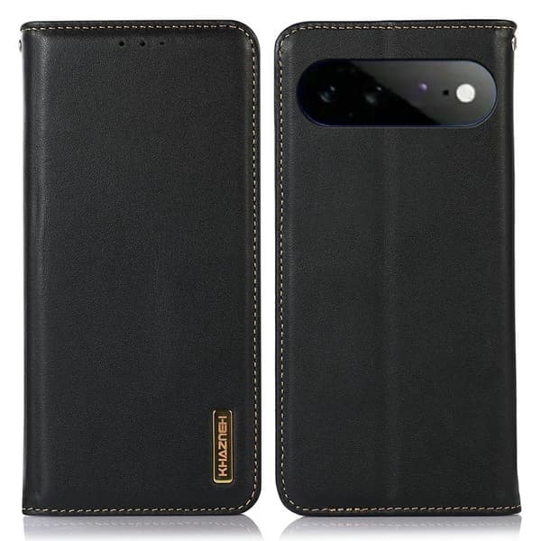 KHAZNEH Telefoncover i ægte læder med Nappa-tekstur og pung til Google Pixel 11 Pro XL Black