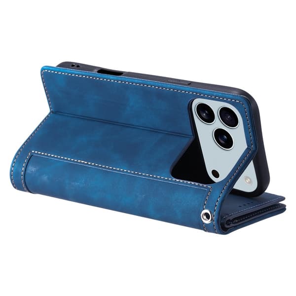 Til iPhone 17 Pro Max Etui med Lynlåslomme og 9 Kortlommer Blue