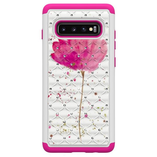 Samsung Galaxy S10+ TPU-Skal Armor Extra Tåligt - Pink Flower Svart