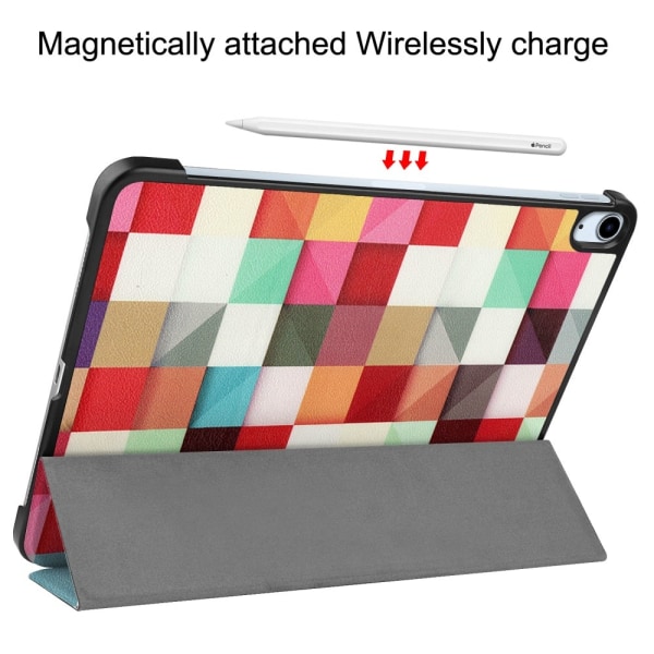 Till iPad Air 11 (2024) Slim fit tri-fold fodral - Triangle Grid multifärg
