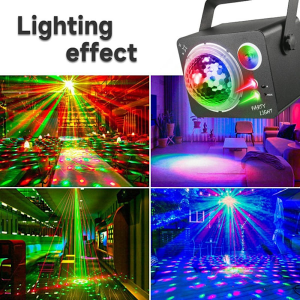 Roterende Magic Ball Laser Light RGB LED Strobe Lydaktivert projektorlampe Black
